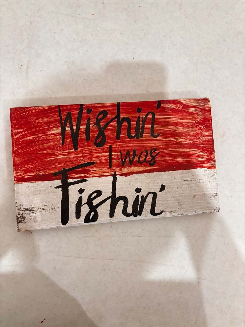 Wishin I Was Fishin Rustic Wood Fishing Decor Sign